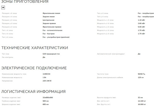 Газовая варочная панель Smeg (Смег) SR975NGH