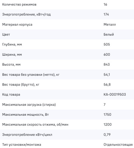 Стиральная машина MAUNFELD (Маунфилд) MFWM127WH051