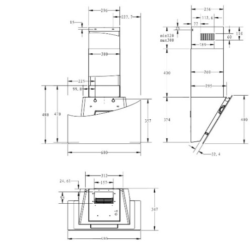 Вытяжка Haier (Хайер) HVX-W692GB
