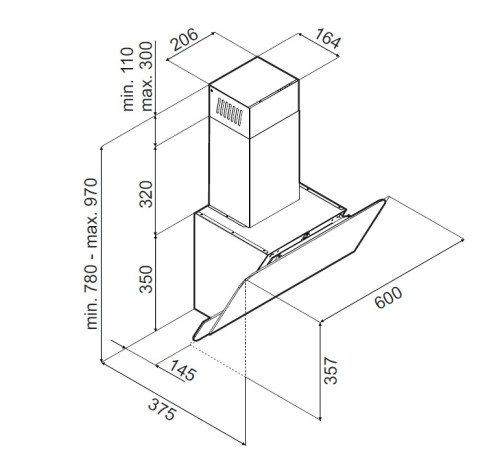 Вытяжка MAUNFELD (Маунфилд) Dream 60 графитовое стекло