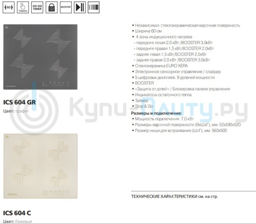 Индукционная варочная панель Kuppersberg (Купперсберг) ICS 604 GR