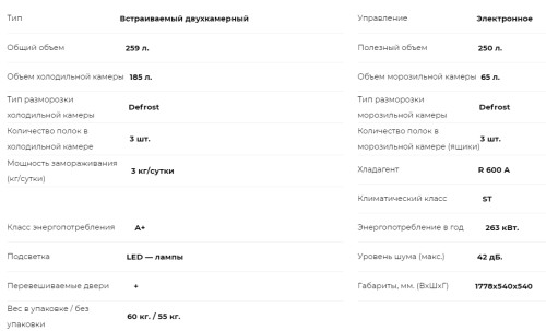 Встраиваемый холодильник Lex (Лекс) RBI 250.21 DF