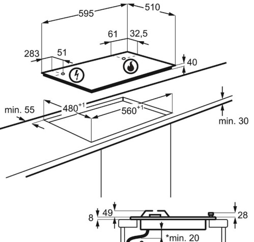 Газовая варочная панель Electrolux (Электролюкс) GPE 263 MW