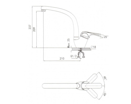 Смеситель для кухни Granula GR-2024 bt, базальт