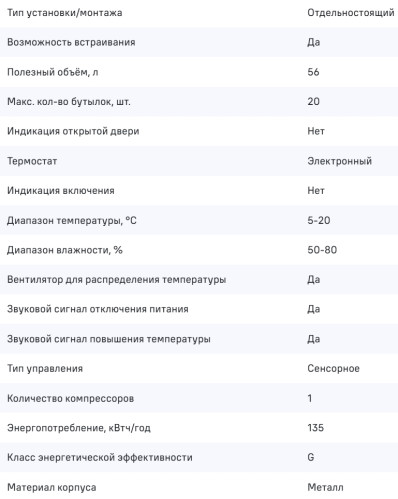 Винный шкаф MAUNFELD (Маунфилд) MBWC-56S20