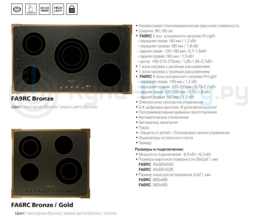 Электрическая варочная панель Kuppersberg (Купперсберг) FA9RC Bronze