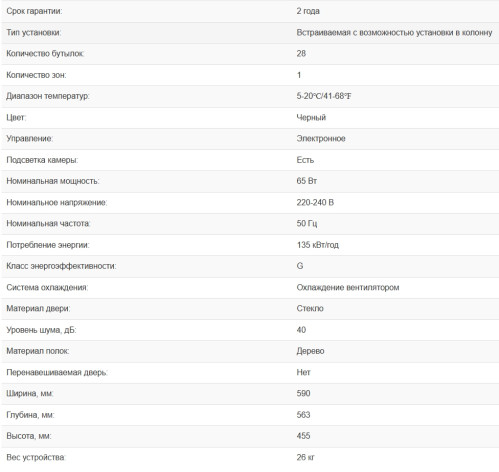 Встраиваемый винный шкаф Weissgauff (Вайсгауф) WWCI-28 DB