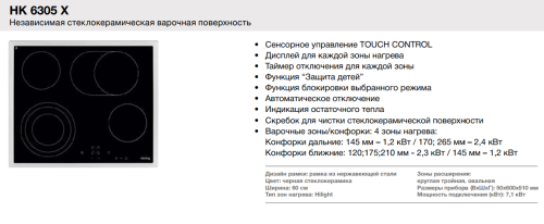 Korting (Кёртинг) HK 6305 X - электрическая варочная панель