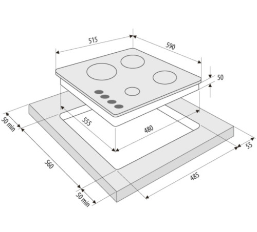 Газовая варочная панель Krona (Крона) ARDORE 60 BL