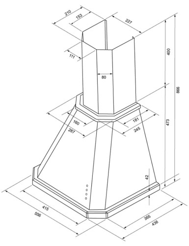 Вытяжка Krona (Крона) NEYA 600 structural ivory PB