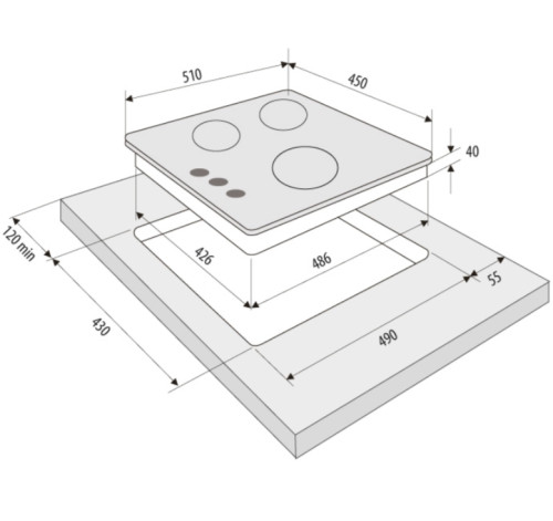 Газовая варочная панель Krona (Крона) TORDO 45 IX