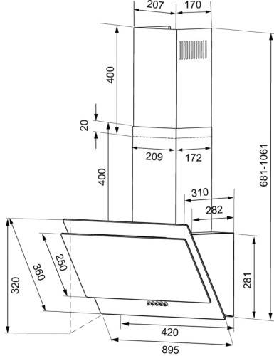 Вытяжка Krona (Крона) VENERA 900 BLACK PB