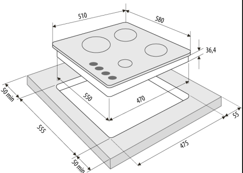 Газовая варочная панель Fornelli (Форнелли) PGA 60 GRAZIA IVORY