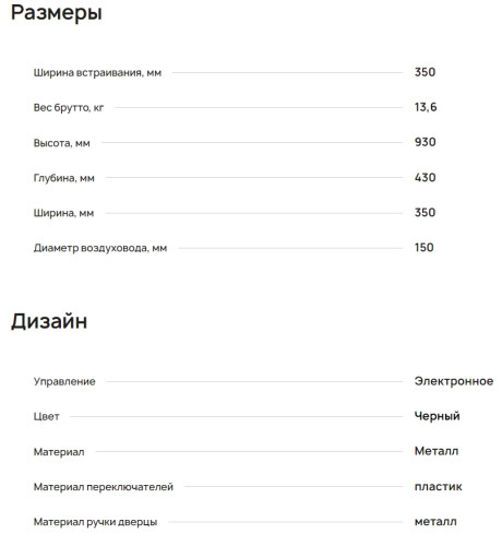 Вытяжка Krona (Крона) TINA 350 BLACK 3P