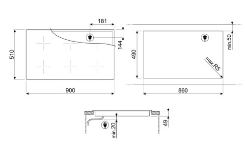 Индукционная варочная панель Smeg (Смег) SIM3964MWH