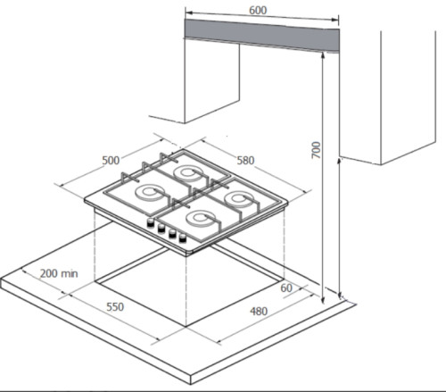 Газовая варочная панель MONSHER (Моншер) MHGR 61 C