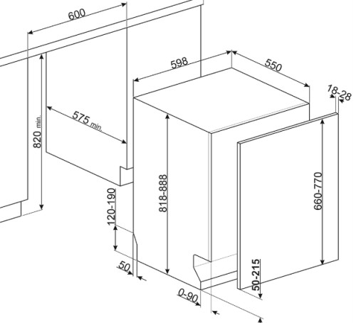 Встраиваемая посудомоечная машина Smeg (Смег) STL7332CL