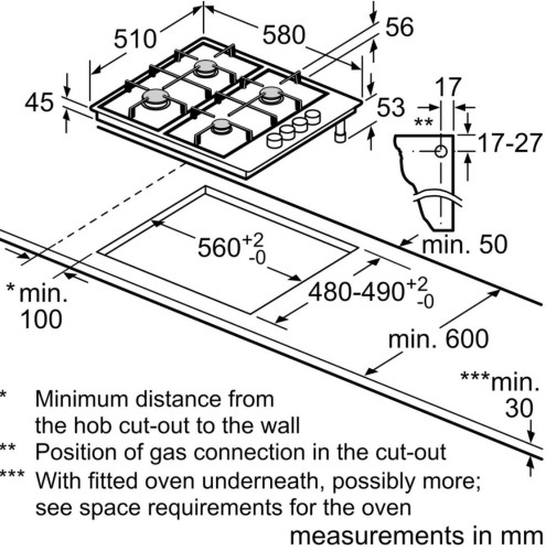 Газовая варочная панель Bosch (Бош) PBP6C6B82Q