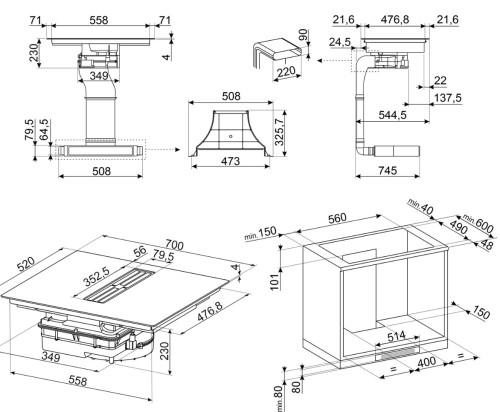 Индукционная варочная панель Smeg (Смег) HOBD472D