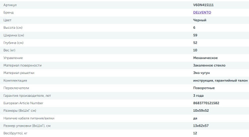 Газовая варочная панель Delvento (Делвенто) V60N41S111