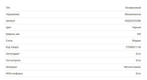 Газовая варочная панель HOMSair (ХОМСэйр) HGE433TGCBK