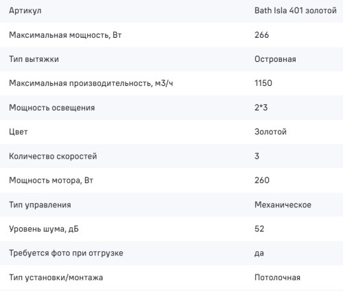Вытяжка MAUNFELD (Маунфилд) Bath Isla 401 золотой