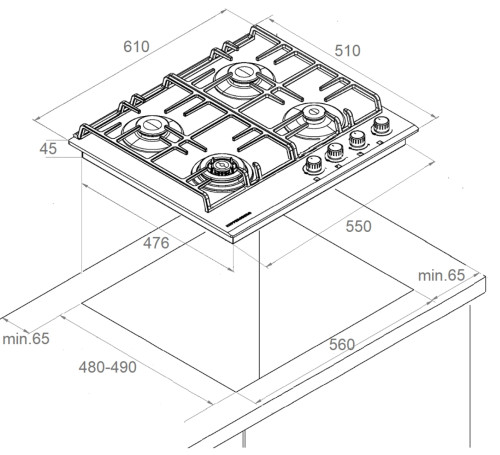 Газовая варочная панель Kuppersberg (Купперсберг) FG 63 B
