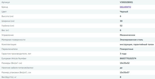 Электрическая варочная панель Delvento (Делвенто) V30E02B001