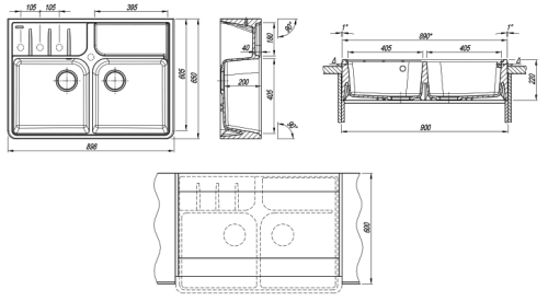 Кухонная мойка Florentina (Флорентина) Вилладжио, шампань
