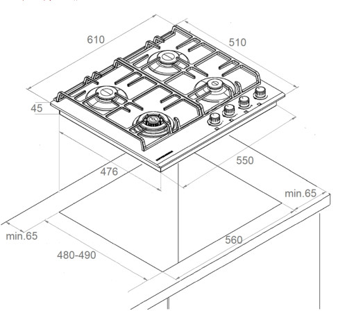 Газовая варочная панель Kuppersberg (Купперсберг) FG 63 W