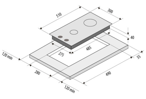 Газовая варочная панель Fornelli (Форнелли) PGA 30 QUADRO IX