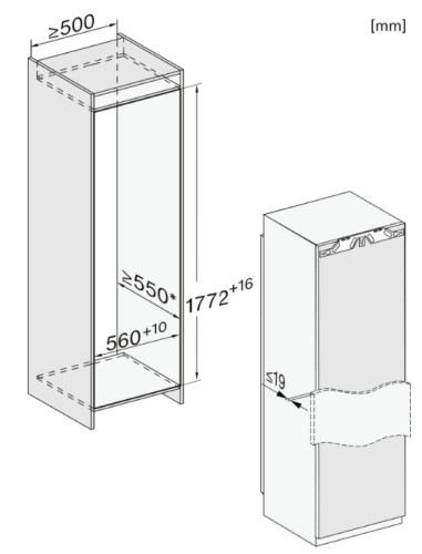 Встраиваемый холодильник Miele (Мили) K 7743 E