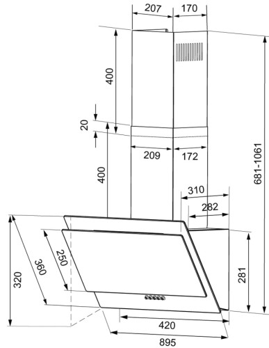 Вытяжка Krona (Крона) VENERA 900 BLACK S