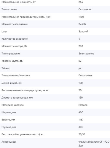 Вытяжка MAUNFELD (Маунфилд) Bath Isla 402 золотой