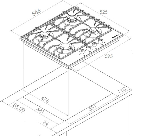 Газовая варочная панель Kuppersberg (Купперсберг) FQ 602 W