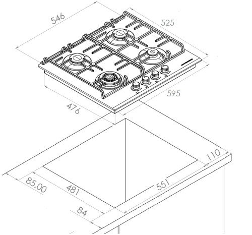 Газовая варочная панель Kuppersberg (Купперсберг) FQ 63 W