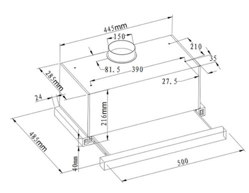 Встраиваемая вытяжка Evelux (Эвелюкс) Tel 50 B