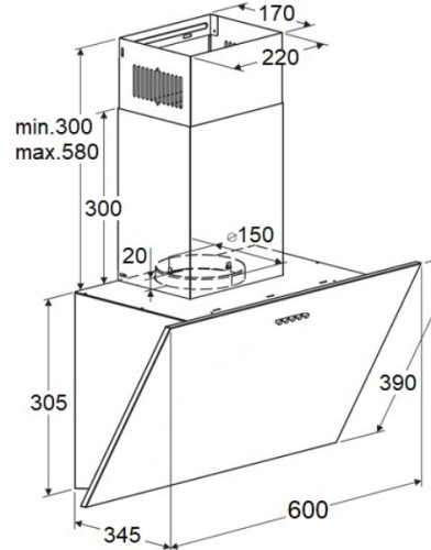 Вытяжка MAUNFELD (Маунфилд) Dream 60 Push Glass черный
