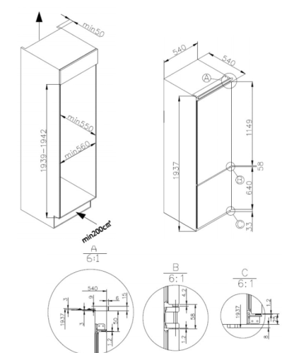 Встраиваемый холодильник MAUNFELD (Маунфилд) MBF193SLFW