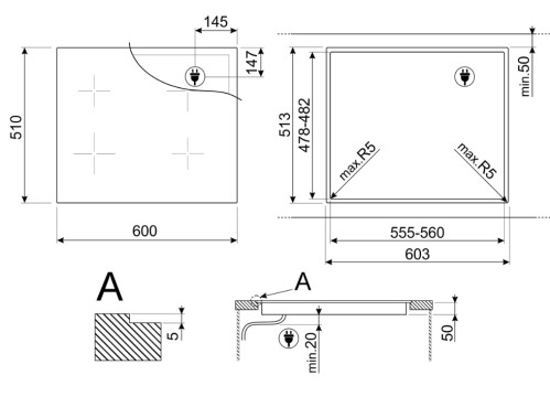 Индукционная варочная панель Smeg (Смег) SIM1644DG
