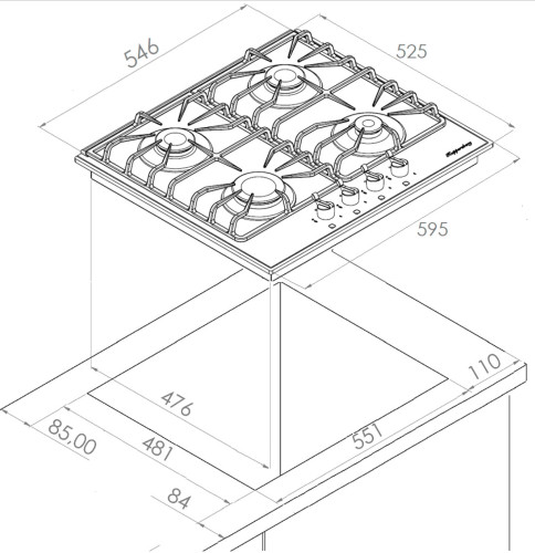 Газовая варочная панель Kuppersberg (Купперсберг) FQ 602 B