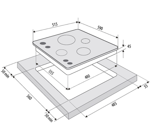 Газовая варочная панель Fornelli (Форнелли) PGT 60 PARTITA IX