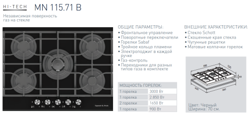 Газовая варочная панель Zigmund-Shtain (Зигмунд-Штайн) MN 115.71 B