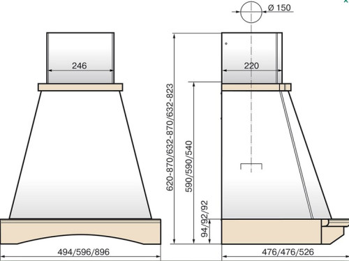 Вытяжка Elikor (Эликор) Ротонда 60 (бежевый/дуб кор)