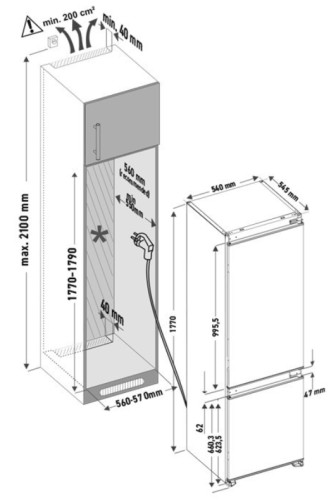 Встраиваемый холодильник Krona (Крона) BRISTEN FNF