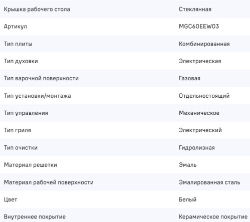 Газовая плита MAUNFELD (Маунфилд) MGC60EEW03