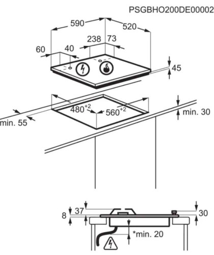 Газовая варочная панель Electrolux (Электролюкс) KGG64362K
