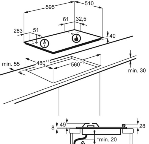 Газовая варочная панель Electrolux (Электролюкс) GPE 263 MB