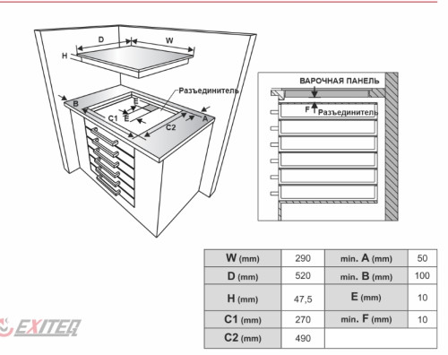 Газовая варочная панель EXITEQ (Экзитег) EXH 309