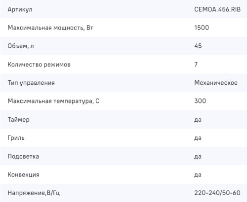 Мини-печь MAUNFELD (Маунфилд) CEMOA.456.RIB